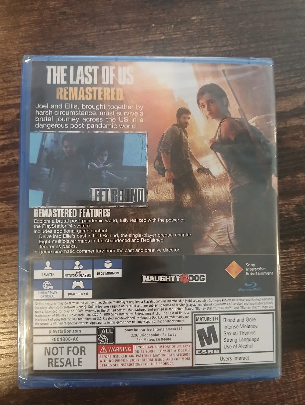 Sony PS4 The Last of Us Remastered — Black & Blue Cover